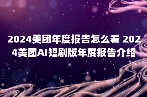 2024美团年度报告怎么看 2024美团AI短剧版年度报告介绍