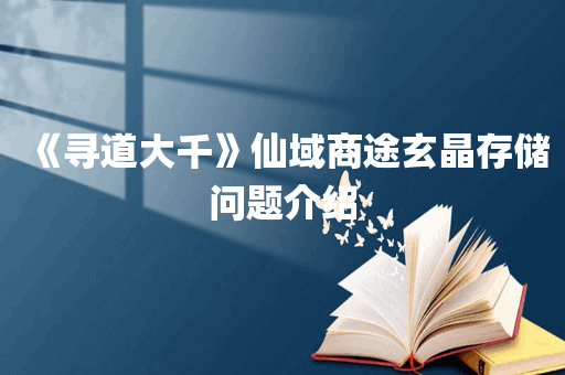 《寻道大千》仙域商途玄晶存储问题介绍