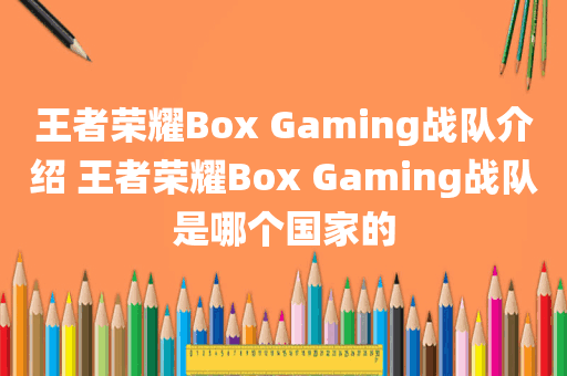 王者荣耀Box Gaming战队介绍 王者荣耀Box Gaming战队是哪个国家的