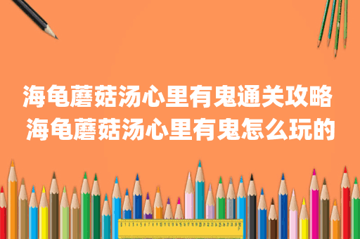 海龟蘑菇汤心里有鬼通关攻略 海龟蘑菇汤心里有鬼怎么玩的
