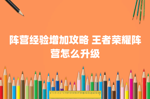 阵营经验增加攻略 王者荣耀阵营怎么升级