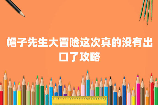帽子先生大冒险这次真的没有出口了攻略
