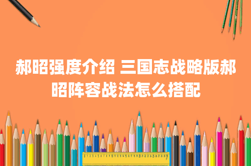 郝昭强度介绍 三国志战略版郝昭阵容战法怎么搭配