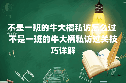 不是一班的牛大橘私访怎么过 不是一班的牛大橘私访过关技巧详解