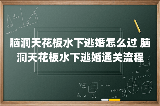 脑洞天花板水下逃婚怎么过 脑洞天花板水下逃婚通关流程