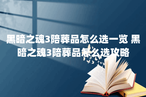黑暗之魂3陪葬品怎么选一览 黑暗之魂3陪葬品怎么选攻略